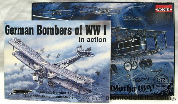 Roden 1/72 Gotha G.V (G-V) Night Raider Bomber - with Squadron German Bombers of WWI In Action Book, Ro-016 plastic model kit